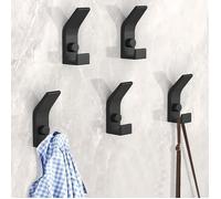 Crochet Mural,5 Pièces Porte Manteau Mural,Pratique Murale Patères avec Vis Double Crochet Porte Manteau en Métal Coat Hooks(Noir)
