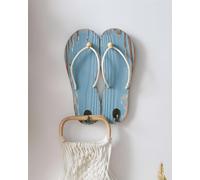 Crochet mural "Flip-Flops" en bois aspect shabby, patère, porte-manteau, crochet porte-serviettes, porte-serviettes, crochet de vestiaire