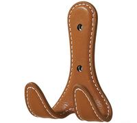 Crochet mural moderne minimaliste en cuir, double cintre Q235 en acier et laiton - Design compact - 92 mm x 70 mm - Huit options de couleur pour entrée, salon et placard (D)
