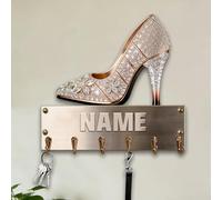 Crochet mural personnalisé en bois avec impression plate 2D pour chaussures à talons hauts pour femmes, filles, famille, amis, porte-clés, chaussures à talons hauts, cadeau Dexor pour salon, couloir