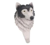 Crochet Mural Simple Wolf Décoratif en Résine, Tête de Loup Rustique