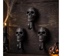 Crochet noir tête de mort Pla 3D imprimé décoration murale crochet lisse | Bords lisses sans bavure - Support mural stable pour économiser de l'espace - Convient pour salle de bain, balcon