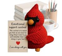 Crochet | Oiseau Brodé Positif avec Message d'Inspiration | Figurines Douces pour Bureau Chambre Étagère Table | Décoration Appartement École Fêtes Entrée Cuisine