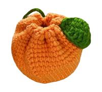Crochet Orange Coin Purse | Petit sac de rangement en forme de mandarine | Mini sacs à cordon de crochet | Purs à main Orange Coiin fait à la main avec cordon de cordon | Pouche de pièce adaptée aux e