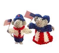 Crochet Patriotique Garçon et Fille M-ouse Couple | Min-i Funny Positive M-ouse | Souris Positive Crochet Laine Mignon | 7,6 cm | Matériau sûr | Design souriant | 10 x 6 x 12 cm | Pour et