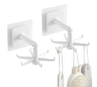 Crochet pliant rotatif à 360 degrés - Organisateur de cuisine mural avec 6 cintres à griffes, support à ustensiles peu encombrant | Crochet de rangement rotatif multifonctionnel pour outils de cuisine