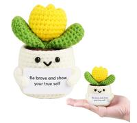Crochet positif amusant, plante de soutien émotionnel, petites fleurs positives tricotées en pot, mignonnes tulipes au crochet, cadeaux positifs pour bureau, chambre, salon, salle de jeux, cadeaux de