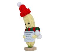 Crochet positif - Crochet de soutien émotionnel positif de 15 cm | Poupée en tricot de banane avec base en bois et carte d'animation | Jouet en crochet | Décoration en V