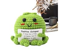Crochet positif Octopus | Artisanat en tissu tricoté doux | Mini poulpe en peluche avec note de motivation et détails | Jouet décoratif fait à la main pour les amis cadeaux et montrer