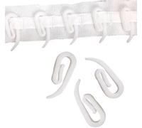 Crochet pour rideau à trompes en nylon blanc 1,8 x 1,2 cm 50 pièces pour rideaux vitrés et rideaux de douche (50 pièces, blanc)