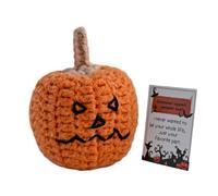 Crochet Pumpkin Ornament Set - avec chapeau et carte en option | Décoration de chambre d'automne douce pour Halloween Desk Accessories pour et adultes | Cadeau en peluche fait à la main