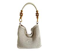 Crochet Purse - 11.81 Inch Bohemian Woven Shoulder Tote Handbag, White, Se référer à la description
