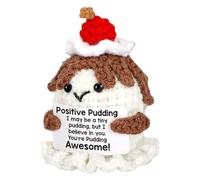 Crochet, soutien émotionnel, pudding au crochet avec messages positifs, peluche douce avec dictons motivants, cadeau pour les anniversaires, les infirmières, les enseignants, les amis, l'obtention