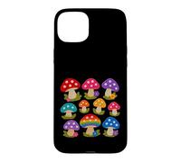 Crochet Style Arc-en-Ciel Couleurs Champignons Imprimer Formes Mania Coque pour iPhone 15 Plus