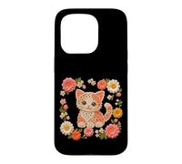 Crochet Style Couleurs Chaton Chat Fleurs Imprimer Formes Mania Coque pour iPhone 15 Pro