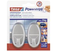 Crochet tesa Powerstrips® large oval tesa 58063-00000-20 chrome (mat) 2 pc(s)