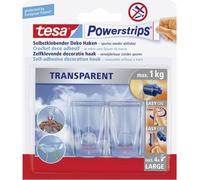 Crochets - TESA - Powerstrip Deco - Transparent - Lot de 2 + 4 crochets Large - 1 kg max