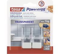 tesa Crochet Powerstrips Jusqu'à 1 kg 15×81×130 mm +4 languettes Large Transparent/Blanc