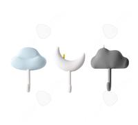 Crochet ventouse 3 styles 9 pièces au total crochet adhésif portable forme de lune nuage convient à diverses scènes à la maison