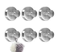 Crochet Ventouse Salle de Bain, 6 Pcs Crochet Ventouse en Acier Inoxydable étanches, Puissant Charge 10Kg, Mural d'Aspiration Puissante pour Verre, Carrelage, Salle de Bain, Cuisine (Argenté)