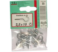 Crochet - VYNEX - 2.5x10mm - Acier zingué - Lot de 18 - Idéal pour accrocher des objets décoratifs