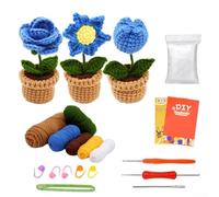 Crochet Your First Floral Creations Kit tout compris pour débutant avec étapes détaillées via des vidéos d'instructions (français non garanti) (fleurs bleues)