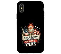 Crocheter Knitter Liberty and The Pursuit of Yarn Lover Coque pour iPhone X/XS