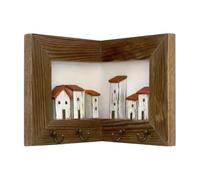 Crochets à clés pour mur - Organisateur vintage en bois 3D avec crochets, porte-clés d'entrée pour couloir, salon, bureau, maison, appartement, vestiaire, foyer, station pour chien, coin, entrée | Déc