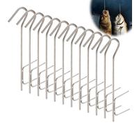 Crochets A Fumer,12 Pièces Crochets A Viande,Crochets De Boucher,Crochet Boucher,Crochet de Boucher en Acier Inoxydable Pour Viande,Saucisse,Poulet,Boeuf,Truite