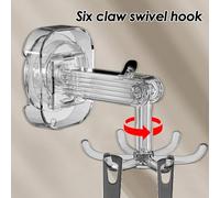 Crochets à ustensiles rotatifs, crochet rotatif à six griffes | Crochets d'aspiration rotatifs à 360 degrés avec 6 griffes, d'armoire pour cuisine, salle de bain et placard, rangement de salle
