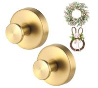 Crochets à ventouse améliorés pour couronnes sur verre, portes et miroirs de salle de bain en acier inoxydable étanches sans perçage, pour fenêtre en verre, porte, miroirs de salle de bain (2 dorés,