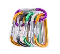 Crochets à Verrouillage Rapide, GYH Lot de 4 mousquetons en Alliage d'aluminium 8 cm/7 cm/6 cm/5 cm avec Anneau D for Porte-clés, Camping, Voyage Plein air(4pcs Mixed Size)