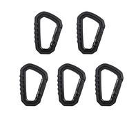 Crochets à Verrouillage Rapide, Lot de 5 mousquetons en Plastique avec Anneau D for Porte-clés, for Camping, randonnée, Escalade, Accessoires(5pcs Black)