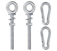 Crochets à vis avec mousqueton, M8 x 80 mm, piton à vis à filetage métrique, 2 pièces de pitons à œil, crochets à anneaux, 2 mousquetons en acier inoxydable