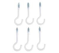 Crochets à visser - KRAFTMANN - Lot de 6 - Pour vissage dans le bois - Crochets de plafond - Plastique blanc