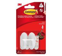 Crochets adhésifs blancs Command 3M jusqu'à 500 g - Lot de 2