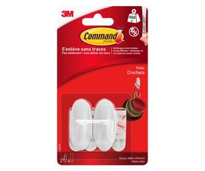 Crochets adhésifs blancs Command 3M jusqu'à 500 g - Lot de 2