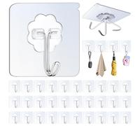 Crochets Adhésifs Muraux Autocollants Transparents, 30 Pièces Support sans Percer pour Salle de Bains, Cuisine, Plafond - Porte Serviette, Manteau, Clés, Peignoir (Usage Intérieur/Extérieur),Gicctyble