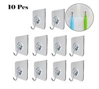 Crochets Adhésifs Muraux De 10 Pièces Cintres Étanches Sans Ongles Collants Cintres Muraux De Porte Solides Crochet Pour Accessoires De Cuisine Et Salle De Bain