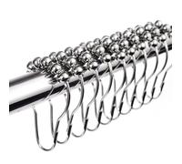 Crochets Anneaux de Rideau de Douche - Marchelec - 12PCS - Acier Inoxydable Chromé - Argent - 7.8x3.6cm