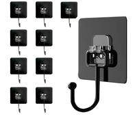 Crochets Auto-Adhésifs,Crochet Adhesif Mural,Crochet Adhésif Plafond,Lot De 10 (Charge Maximale 50 Kg) Crochets Extra Forts Noirs Étanches Et Invisibles Pour Serviettes, Plafond, Mur, Cuisine, Clés, V