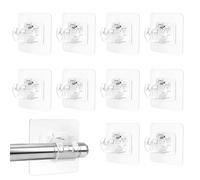 Crochets Auto-Adhésifs pour Rideaux, Lot de 10 Accroche sans Perçage, pour Tringle à Coller, Autocollants pour Cuisine, Salle de Bain