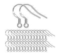Crochets Boucle d'Oreille en Argent Sterling 925 - Hypoallergénique avec Boule Ressort - DIY Accroche Oreille (Argent, 50 Pièces)
