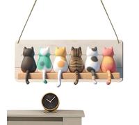 Crochets de chat de dessin animé - Crochets muraux mignons | Patère créative en forme de chat pour salle de bain, cuisine et salon | Porte-clés décoratif et crochet pour serviettes en bois et métal