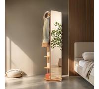 Crochets de Cintre de Miroir de Corps Entier Rotatifs, Miroir Pleine Longueur Rotatif à 360° en Bois Massif avec Portemanteau, Miroirs Debout 2 en 1 avec Porte-vêtements, pour Vestiaire de Chambre