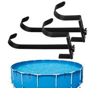 Crochets de clôture pour équipement piscine,2 supports métalliques robustes réglables,Crochet De Piscine Avec Deux Niveaux | pour ranger tuyau, râteau, épuisette, brosse, skimmer et serviette