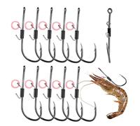 Crochets De Crevettes D'eau Salée - Crochets D'appât De Crevettes | 10 X Crochet Non Traîné Pour Des Utilisations Lourdes, Forte Eau Salée Et Eau Pour La Truite, Basse, Poisson Chat, Rivière, Lac,