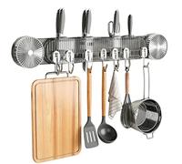 Crochets de douche à ventouse, sans perçage, rail réglable, 8 cintres | Ventouse, crochet porte-serviette, crochet mural, pour maison, appartement, salle de bain, éponge, planche à découper, spatule