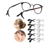 Crochets de maintien pour lunettes, Crochets d'oreille for lunettes en silicone, poignée multicolore, 1/20 paires(C - Black - 10pairs)