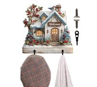 Crochets de manteau de chapeau en forme de maison, cintre de clé murale décorative, panneau de maison de gueule 2D, organisateur élégant pour l'entrée, la chambre, le salon, le café, Noël, Halloween,